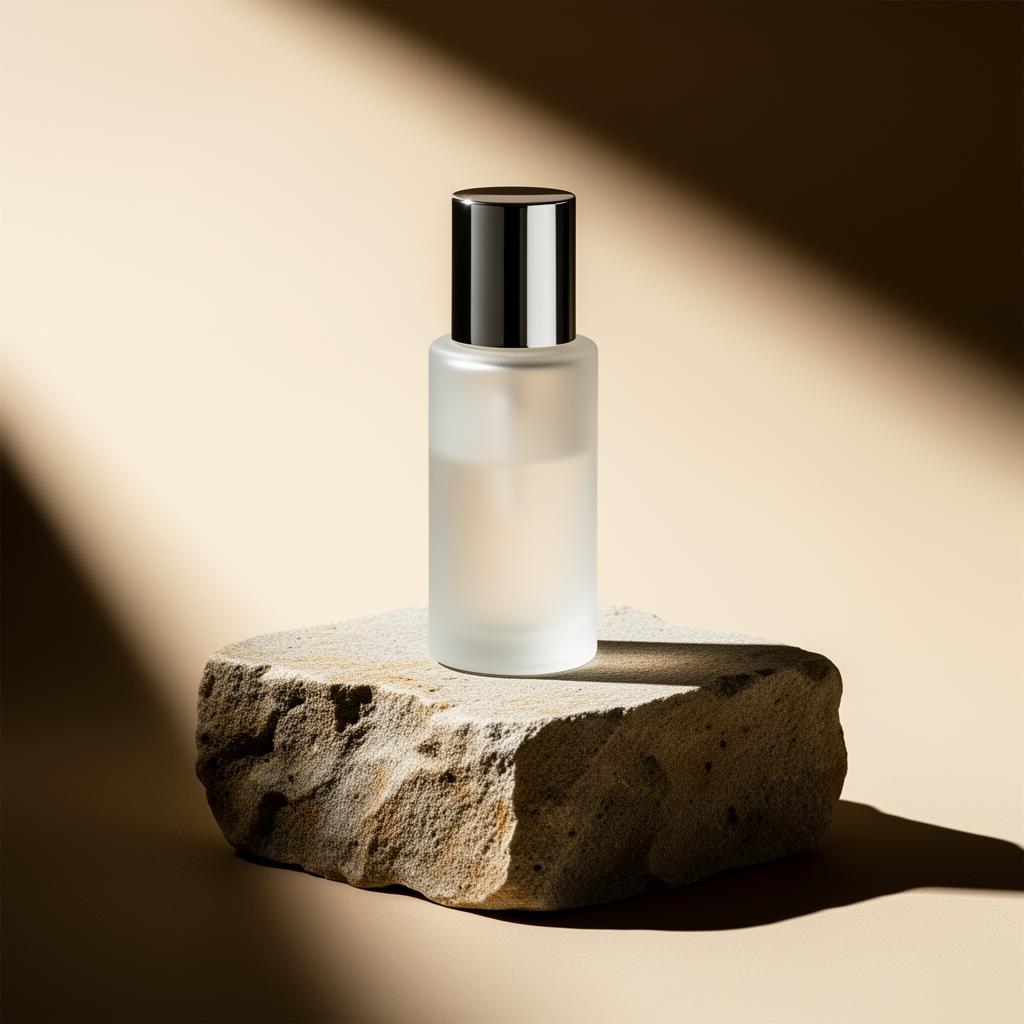 The Clarity Serum on a stone plinth